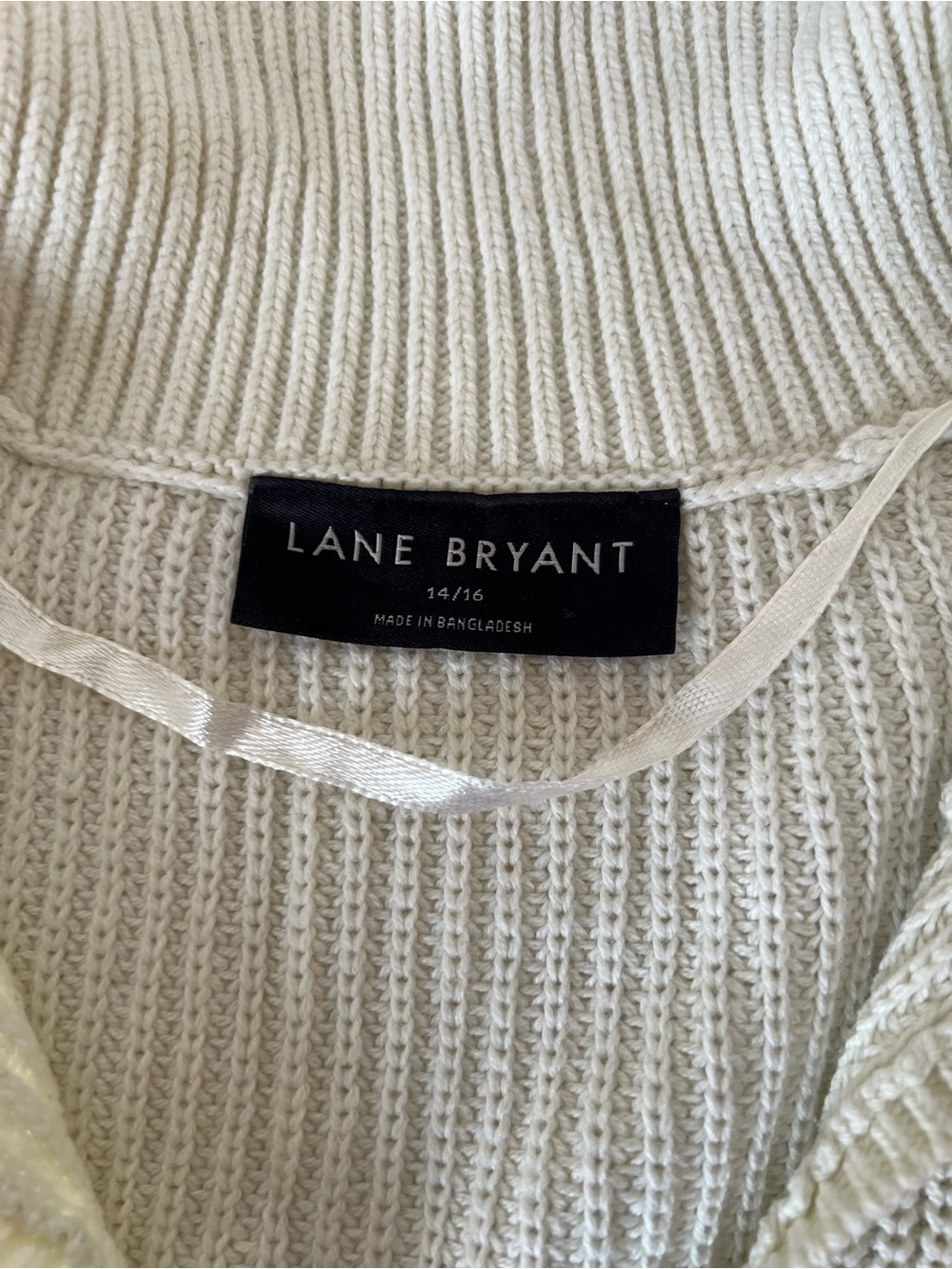 Lane Bryant Cream Ribbed Crew Sweater - Picture 2 of 5